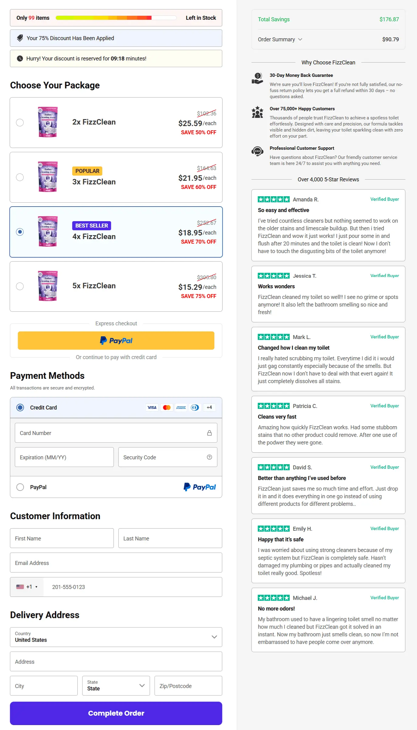 fizz clean secure checkout page